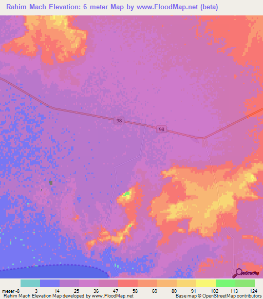 Rahim Mach,Iran Elevation Map