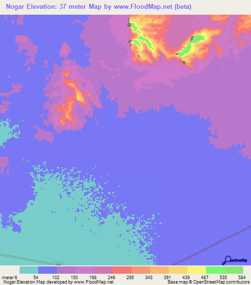 Nogar,Iran Elevation Map