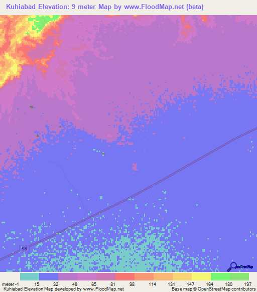 Kuhiabad,Iran Elevation Map