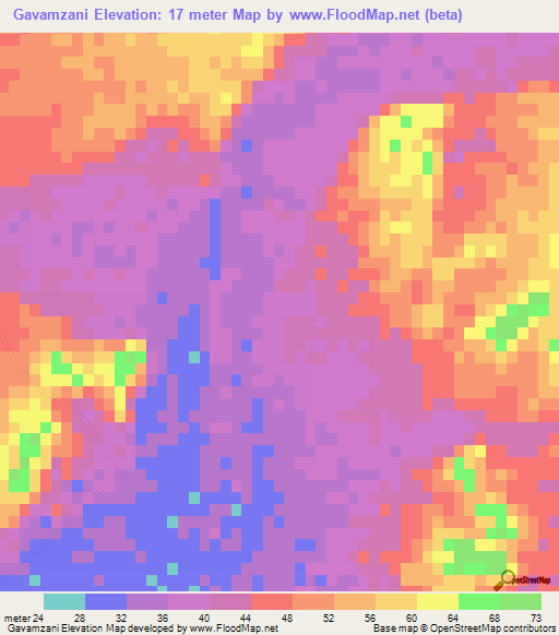Gavamzani,Iran Elevation Map
