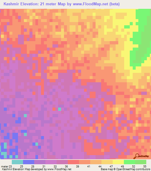 Kashmir,Iran Elevation Map