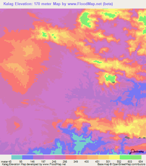 Kalag,Iran Elevation Map