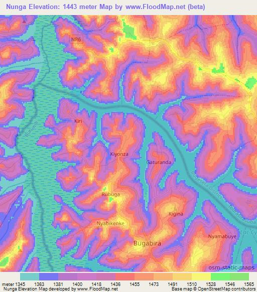 Nunga,Burundi Elevation Map