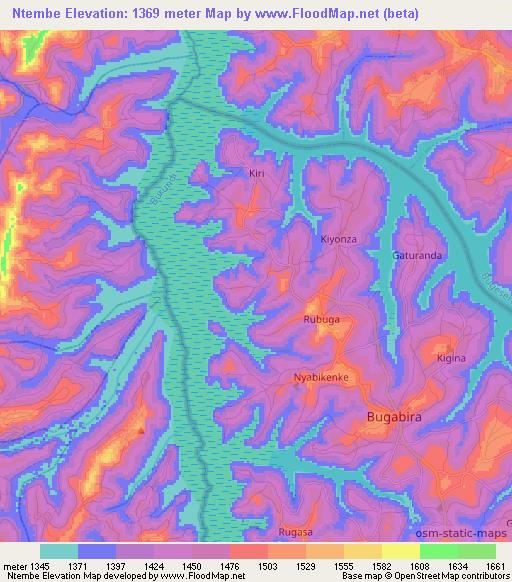 Ntembe,Burundi Elevation Map