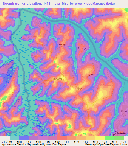 Ngomiraronka,Burundi Elevation Map