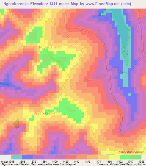 Ngomiraronka,Burundi Elevation Map