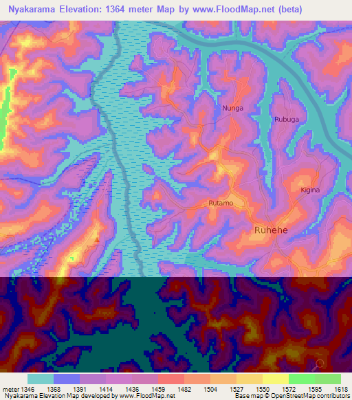 Nyakarama,Burundi Elevation Map