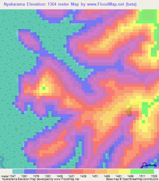 Nyakarama,Burundi Elevation Map