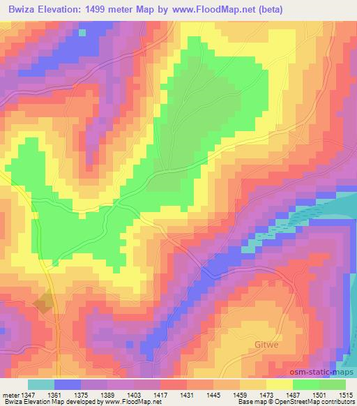 Bwiza,Burundi Elevation Map