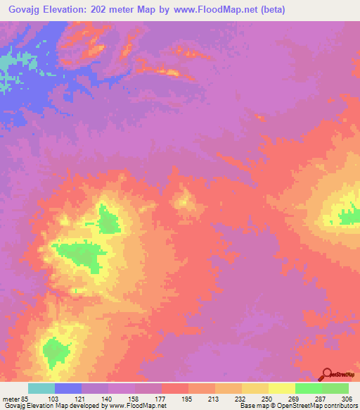 Govajg,Iran Elevation Map