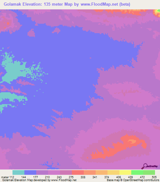 Golamak,Iran Elevation Map