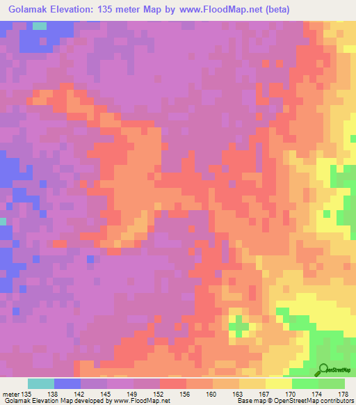Golamak,Iran Elevation Map