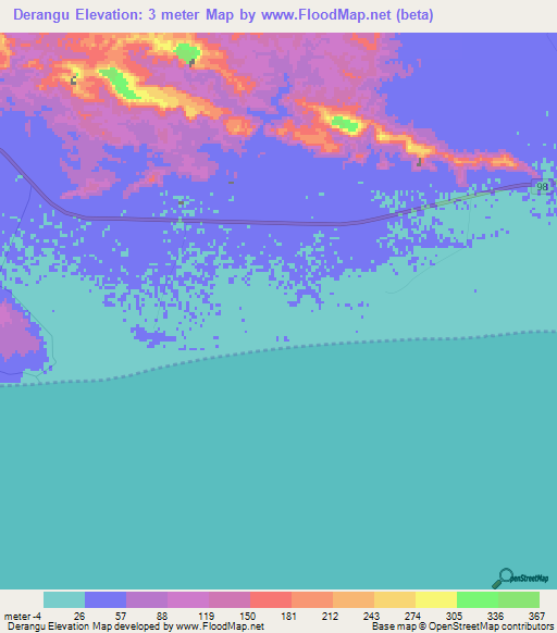 Derangu,Iran Elevation Map