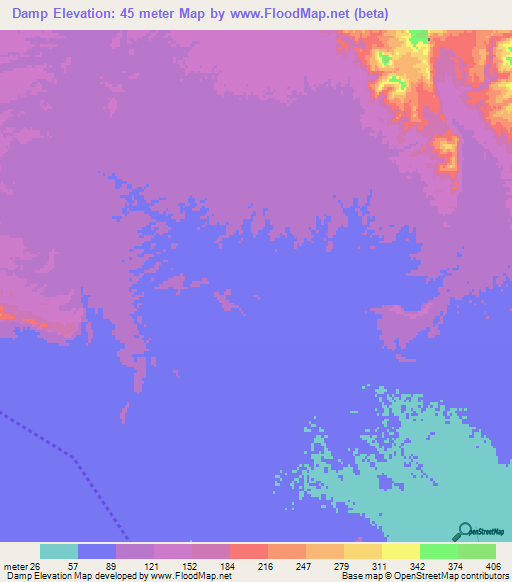Damp,Iran Elevation Map