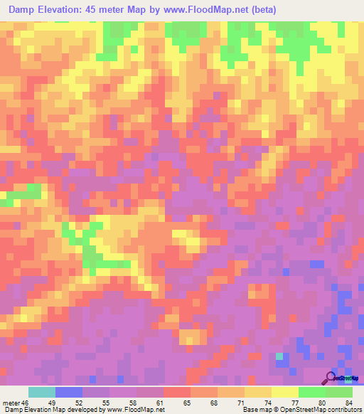 Damp,Iran Elevation Map