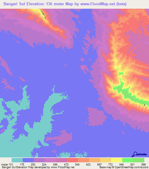 Bangari Sul,Iran Elevation Map
