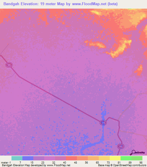 Bandgah,Iran Elevation Map