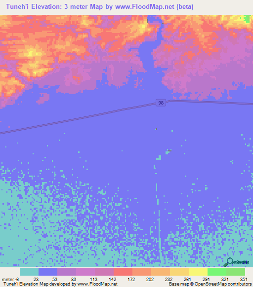 Tuneh'i,Iran Elevation Map