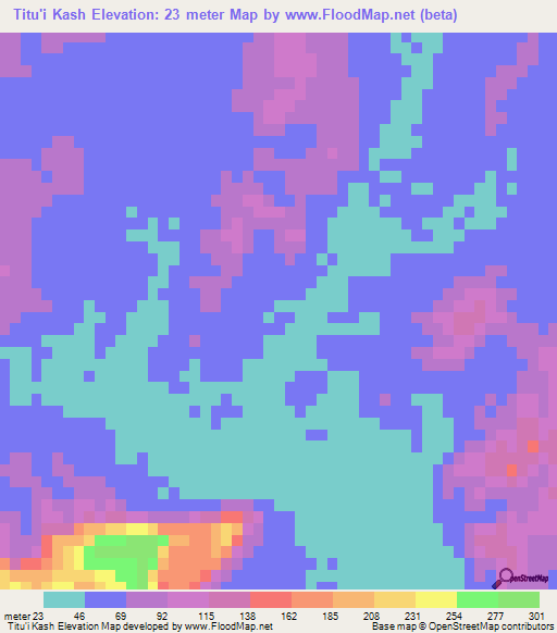 Titu'i Kash,Iran Elevation Map