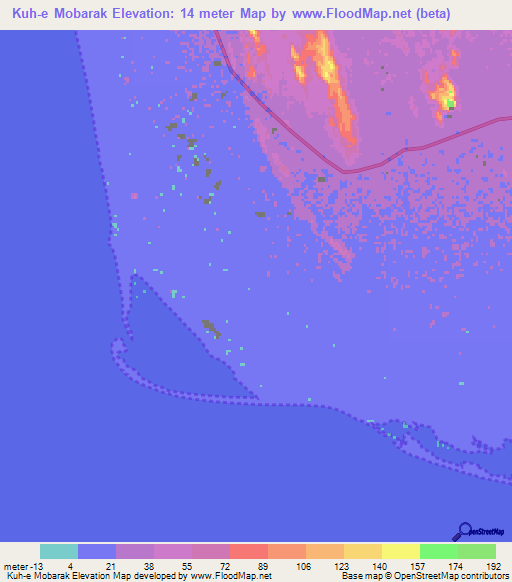 Kuh-e Mobarak,Iran Elevation Map
