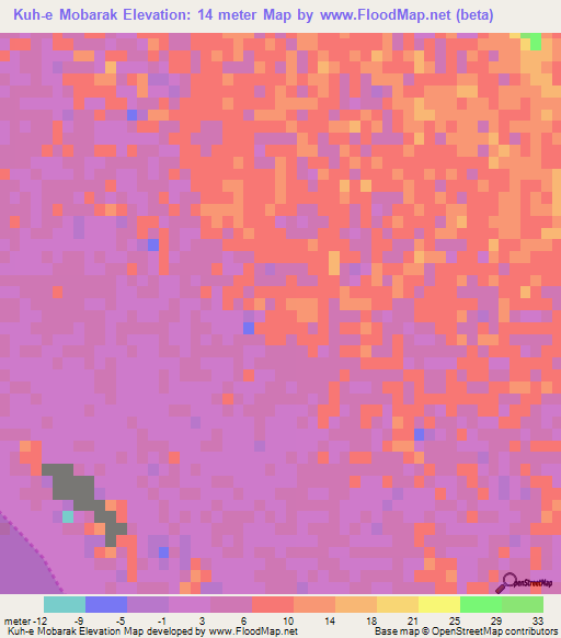 Kuh-e Mobarak,Iran Elevation Map