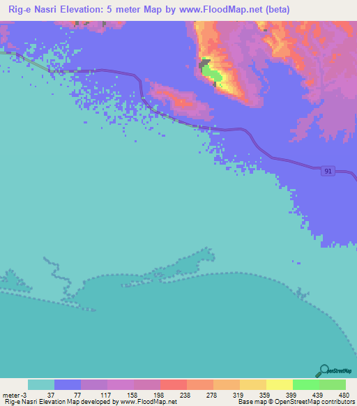 Rig-e Nasri,Iran Elevation Map