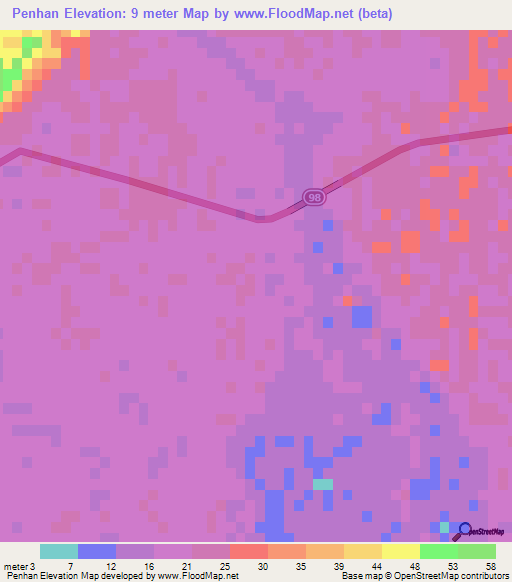 Penhan,Iran Elevation Map