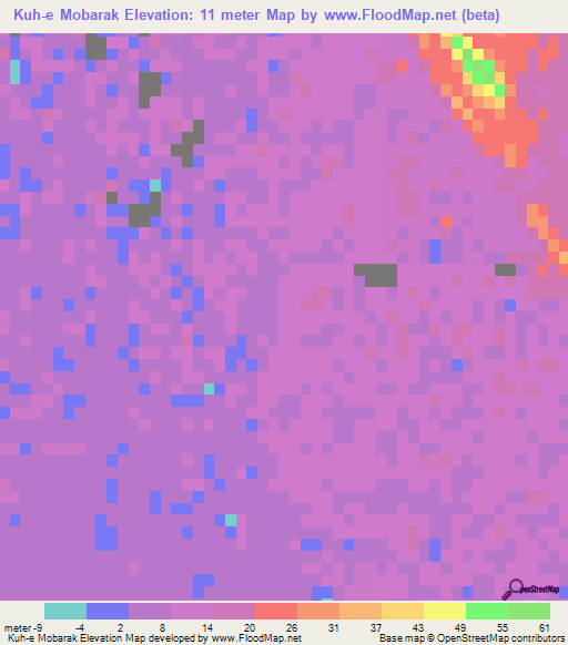Kuh-e Mobarak,Iran Elevation Map