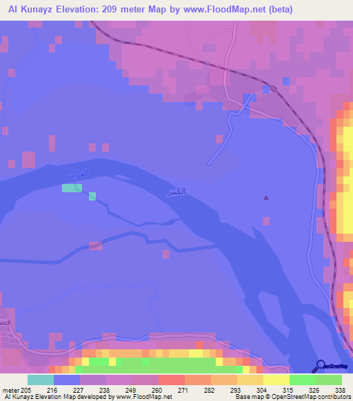 Al Kunayz,Syria Elevation Map