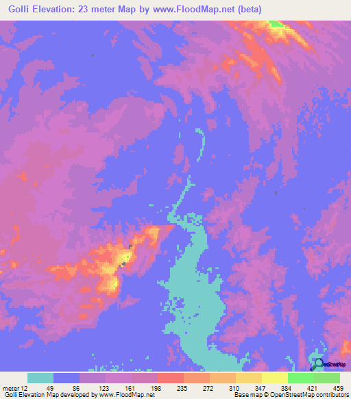 Golli,Iran Elevation Map