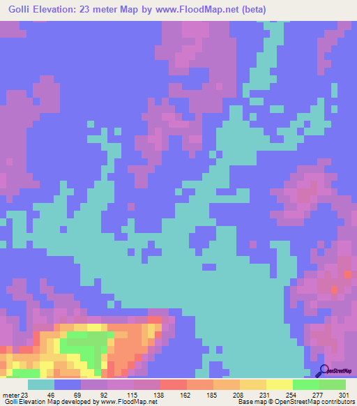 Golli,Iran Elevation Map