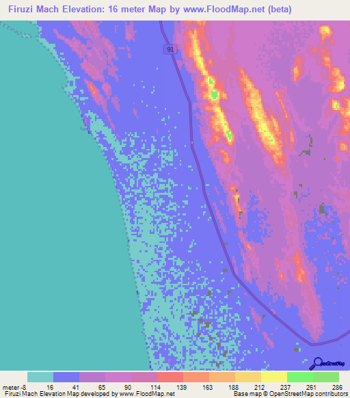 Firuzi Mach,Iran Elevation Map