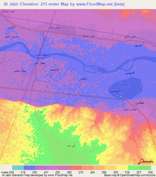 Al Jabir,Syria Elevation Map