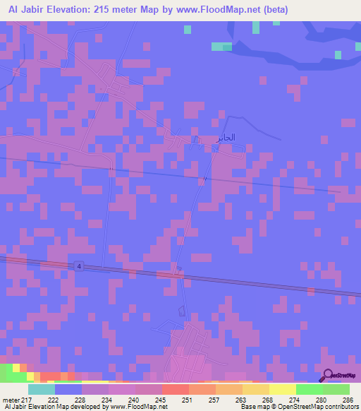 Al Jabir,Syria Elevation Map