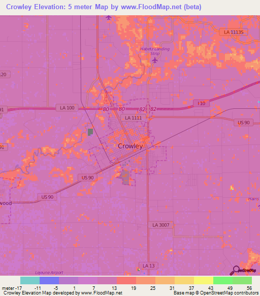 Elevation of Crowley,US Elevation Map, Topography, Contour