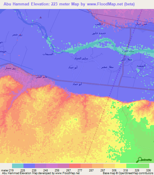 Abu Hammad,Syria Elevation Map