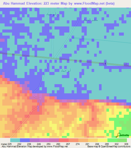 Abu Hammad,Syria Elevation Map