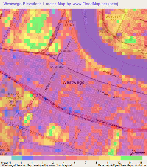 Elevation of Westwego,US Elevation Map, Topography, Contour