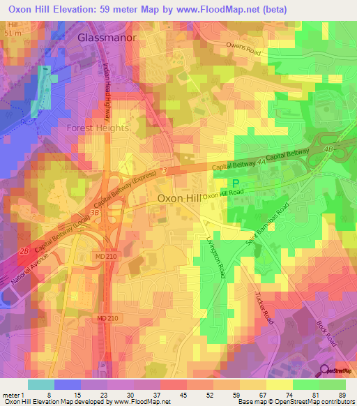 Elevation of Oxon Hill,US Elevation Map, Topography, Contour