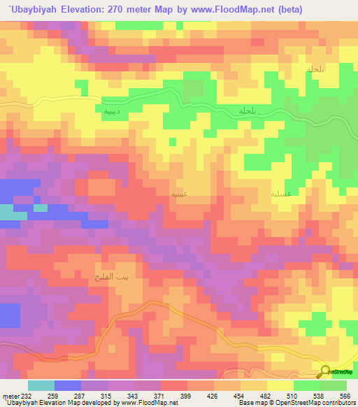 `Ubaybiyah,Syria Elevation Map