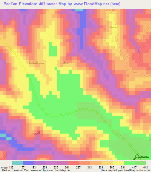 Badi`an,Syria Elevation Map