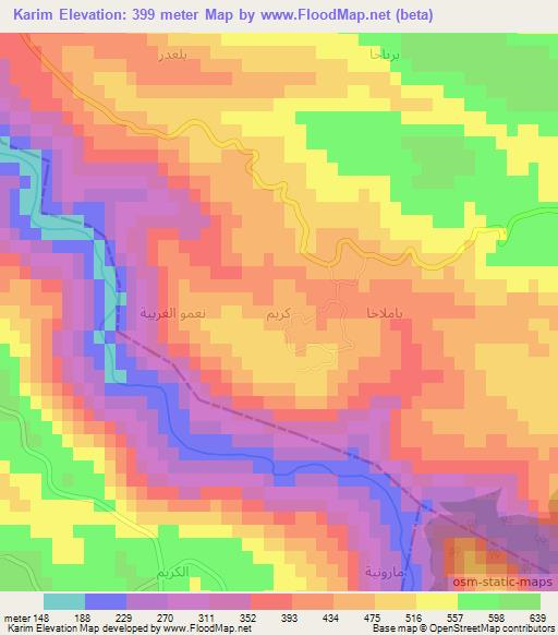 Karim,Syria Elevation Map