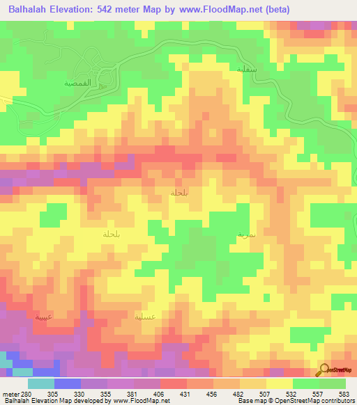 Balhalah,Syria Elevation Map