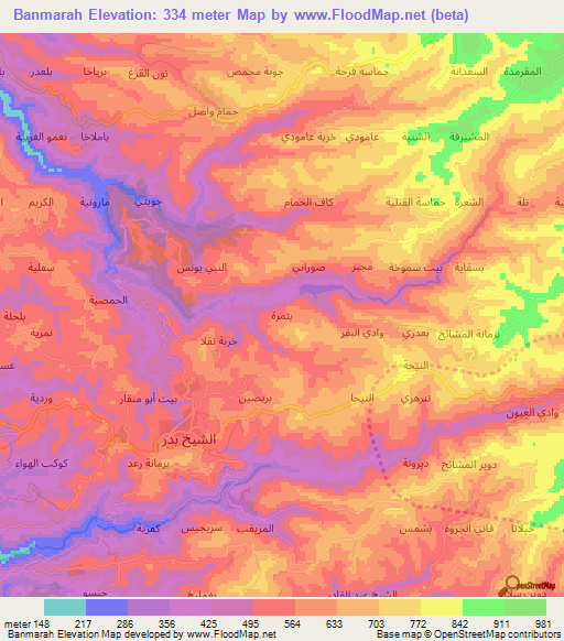 Banmarah,Syria Elevation Map