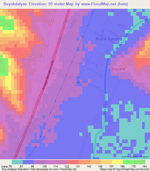 Buyukdalyan,Turkey Elevation Map