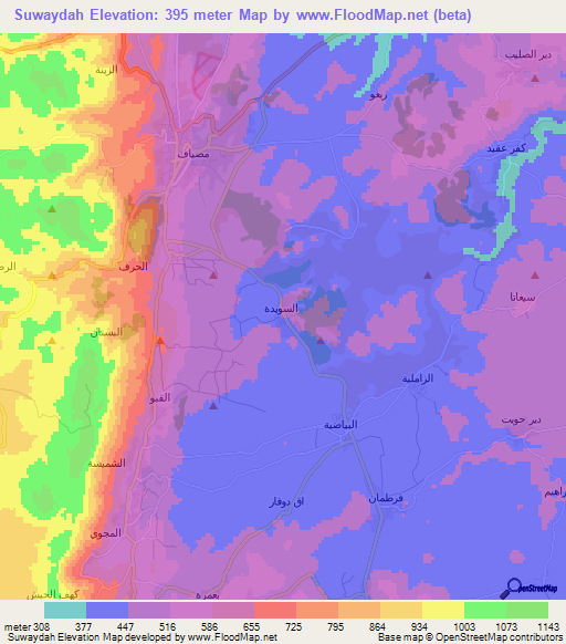 Suwaydah,Syria Elevation Map