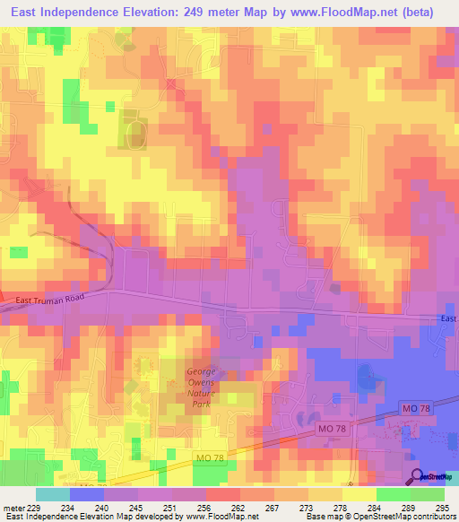 East Independence,US Elevation Map