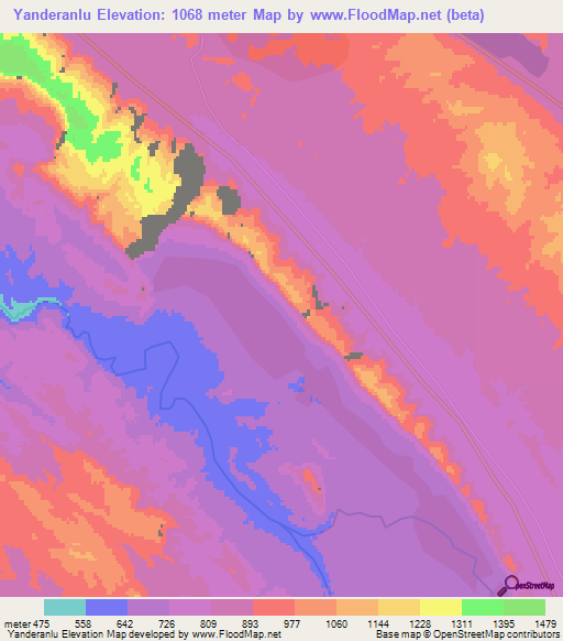 Yanderanlu,Iran Elevation Map