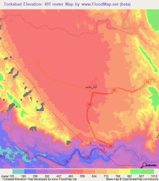 Torkabad,Iran Elevation Map