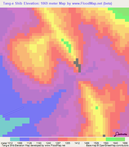 Tang-e Shib,Iran Elevation Map